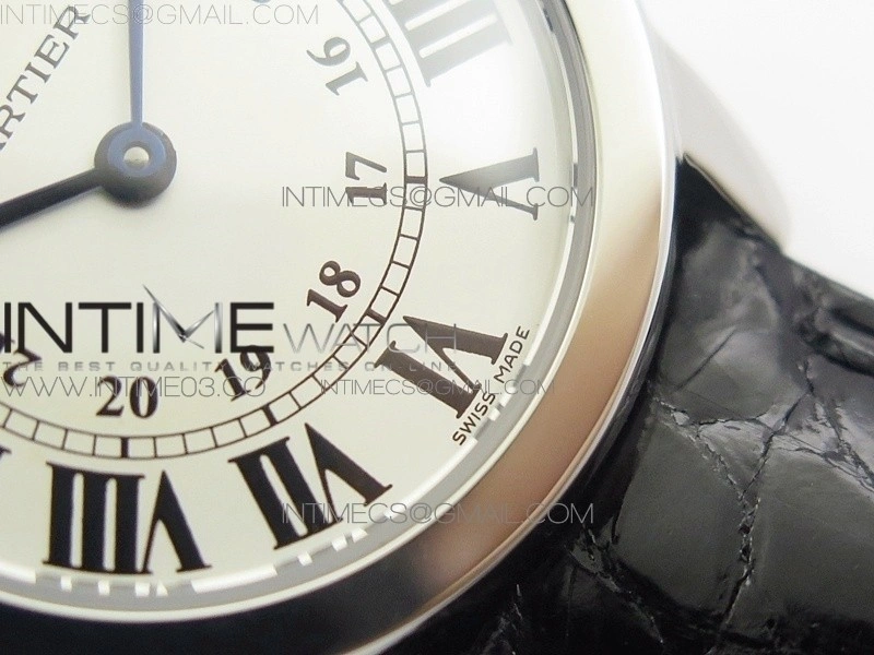 Ronde Solo de Cartier 29.5mm K11 1:1 Best Edition White Dial on Black Croco Leather Strap Ronda Quartz